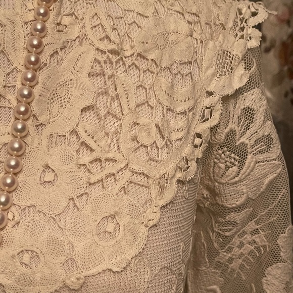 ANTIQUE Vintage  1920s HANDMADE Tambour Needle lace Drop Waist WEDDING dress - Picture 5 of 9